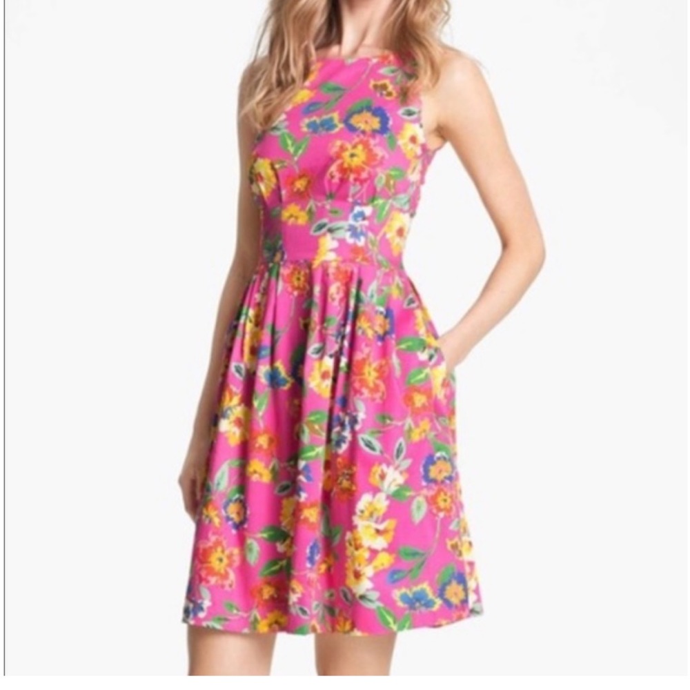 Kate Spade floral pink Sonja fit and flare dress